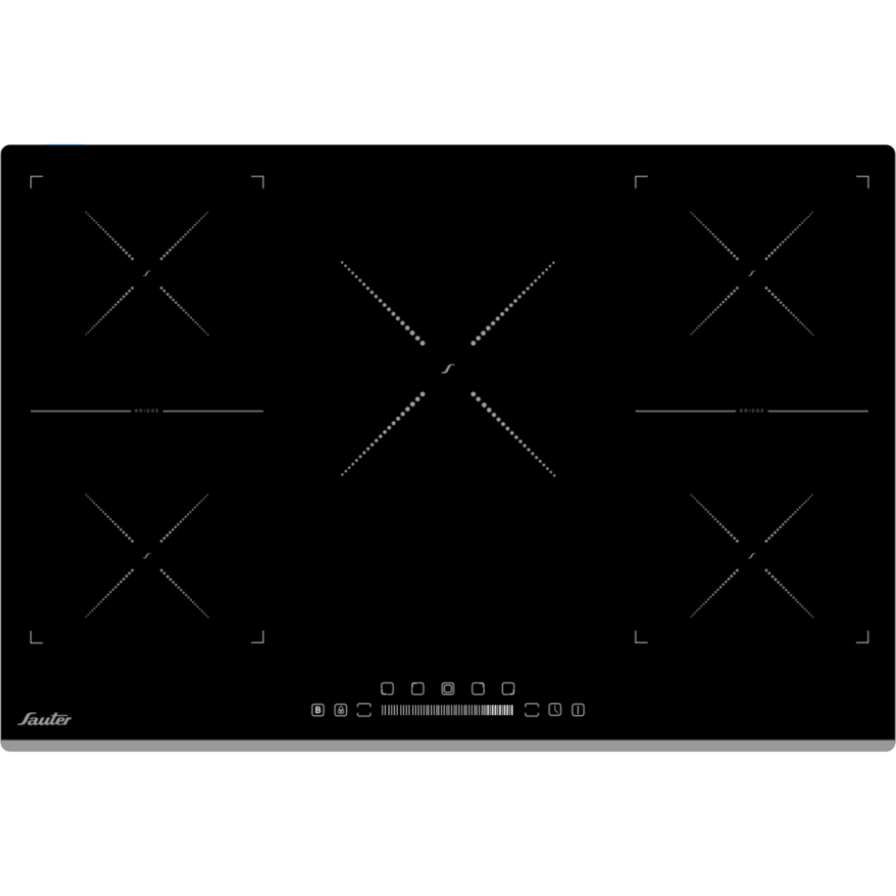 כיריים אינדוקציה 80 ס"מ עם 5 מוקדי בישול Sauter SHI6850 - תלת פאזי - צבע שחור אחריות - יבואן הרשמי