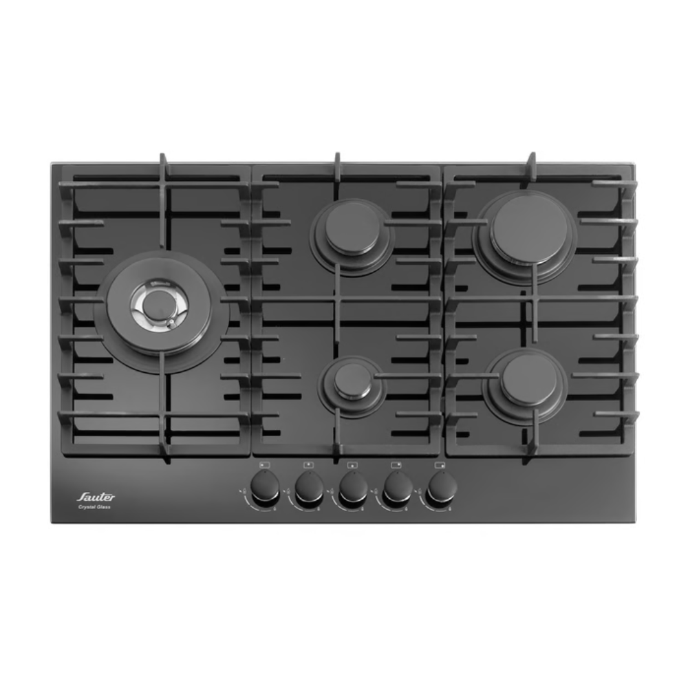 כיריים גז 5 להבות זכוכית שחורה סאוטר SHG757B Sauter - אחריות - יבואן רשמי