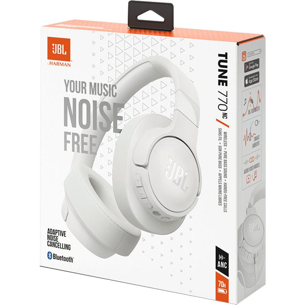 אוזניות קשת אלחוטיות JBL Tune 770NC ANC - צבע לבן - K.B.V