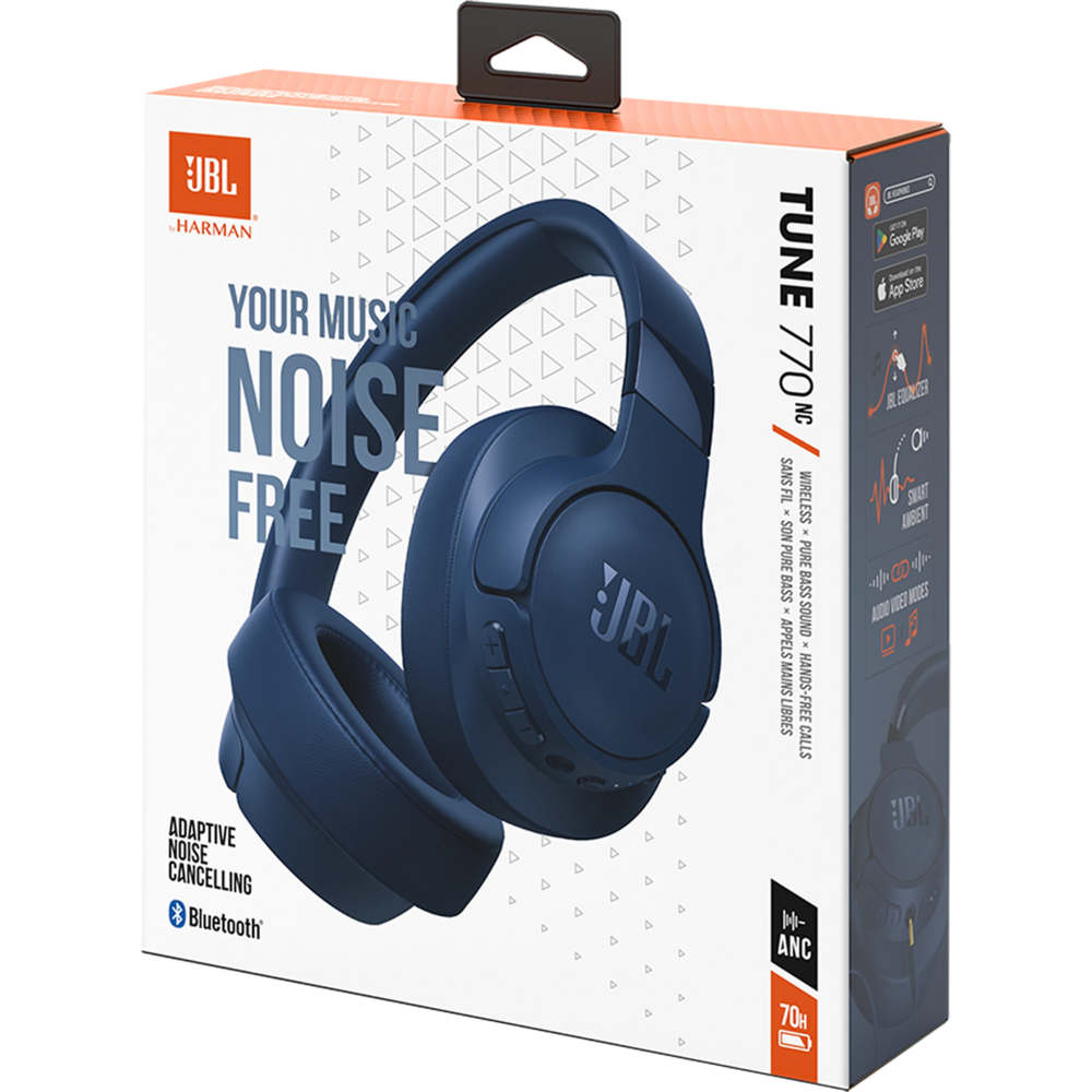 אוזניות קשת אלחוטיות JBL Tune 770NC ANC - צבע כחול שנה אחריות ע"י - יבואן הרשמי