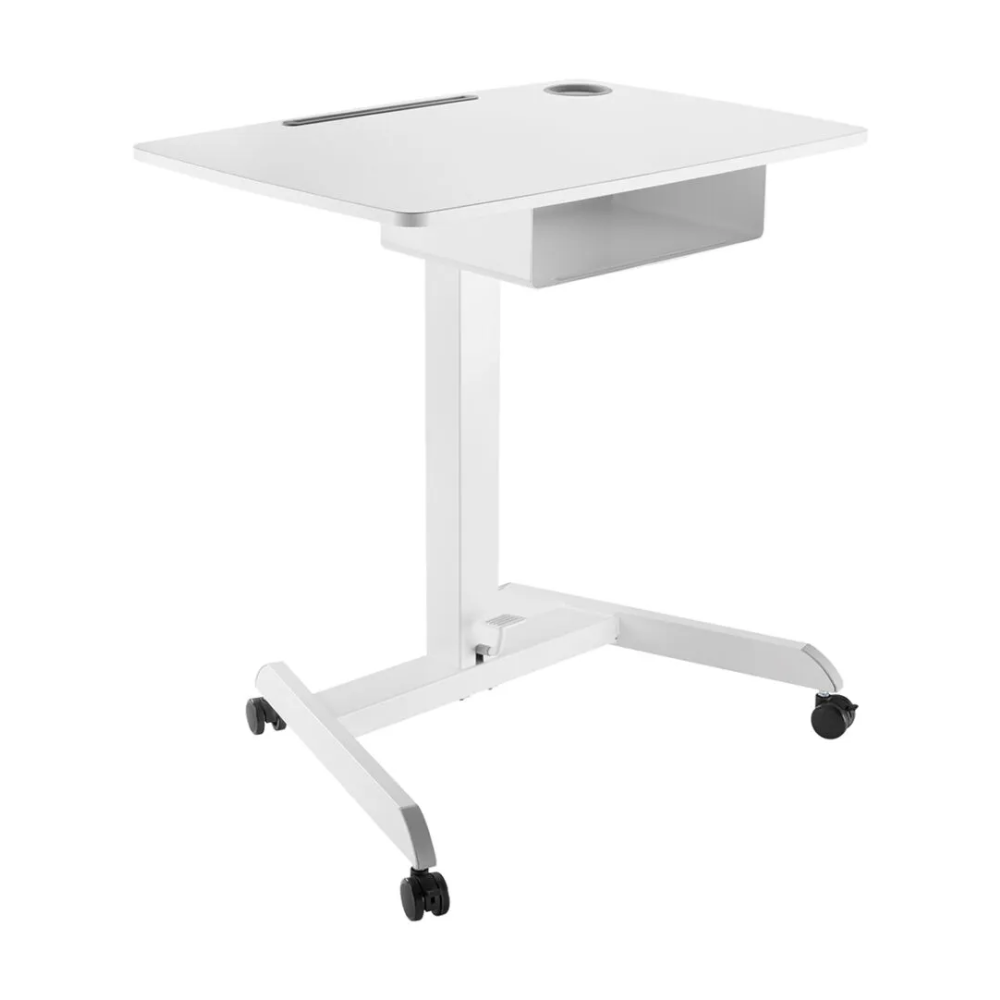 שולחן נייד מתכוונן בגובה עם מדף להנחת פריטים Lumi Legend / Brateck FWS07-04 White - יבואן רשמי