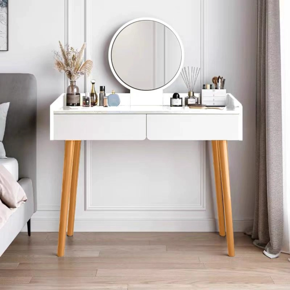 שידת איפור עם מראה כולל תאורת לד רוחב 100 ס"מ Rosso Italy RSM-1052 - צבע לבן - יבואן רשמי