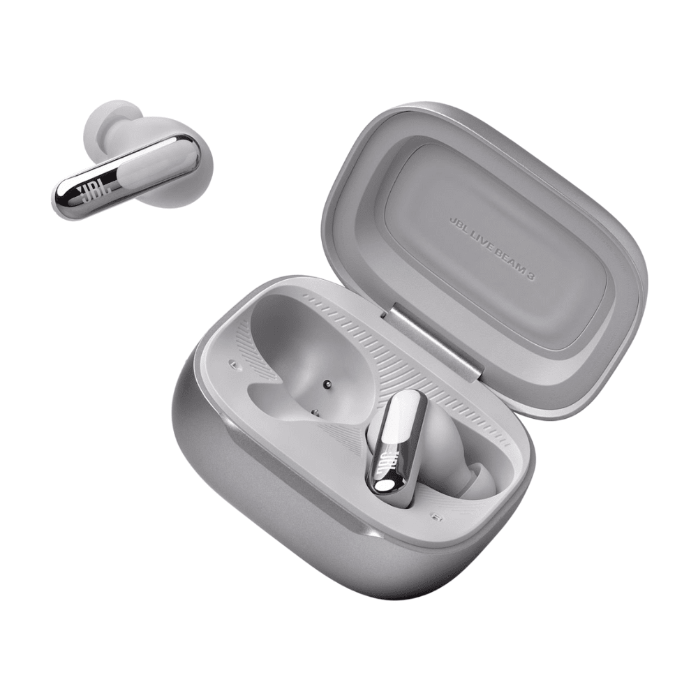 אוזניות אלחוטיות עם מארז טעינה חכם JBL Live Beam 3 TWS ANC IP55 - צבע כסוף - K.B.V
