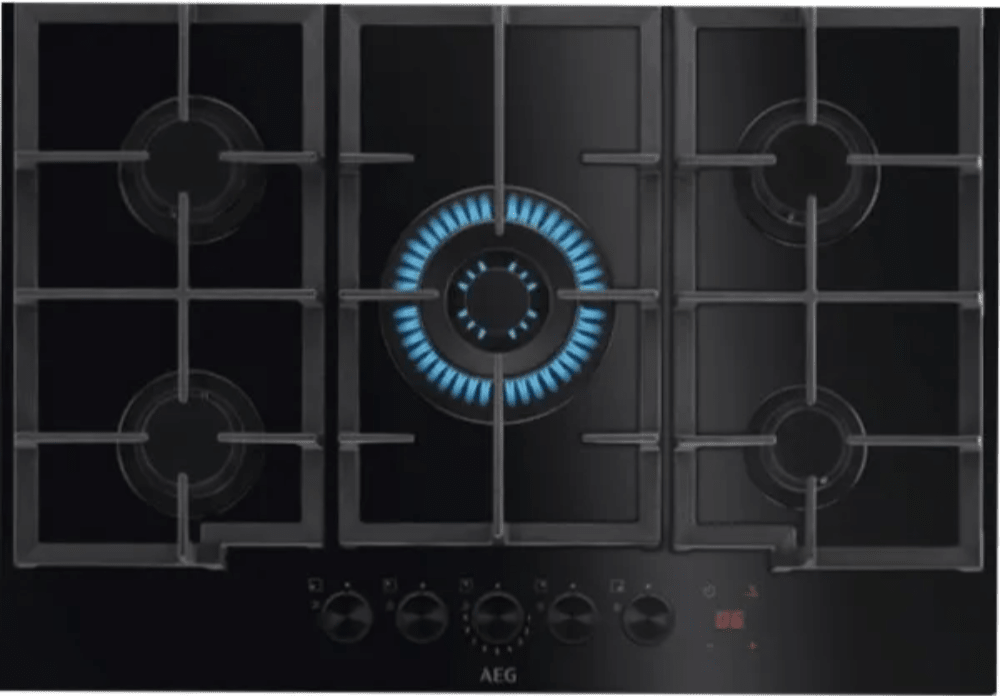 כיריים גז 74 ס"מ Step Power דגם AEG HKB75341NB זכוכית שחורה - K.B.V
