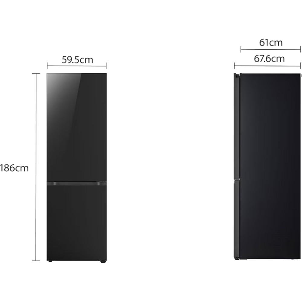 מקרר מקפיא תחתון 344 ליטר LG GR-B374BG עם התקן שבת מובנה - גימור זכוכית שחורה - יבואן רשמי