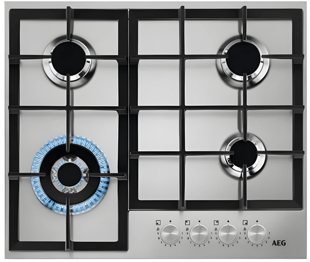 כיריים גז 4 להבות 60 ס"מ Step Power דגם AEG HGB64320SM נירוסטה מוברשת - K.B.V