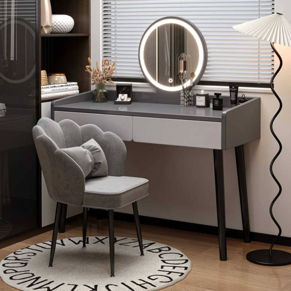 שידת איפור עם מראה כולל תאורת LED רוחב 80 ס"מ Rosso Italy RSM-2062 - צבע אפור - יבואן רשמי