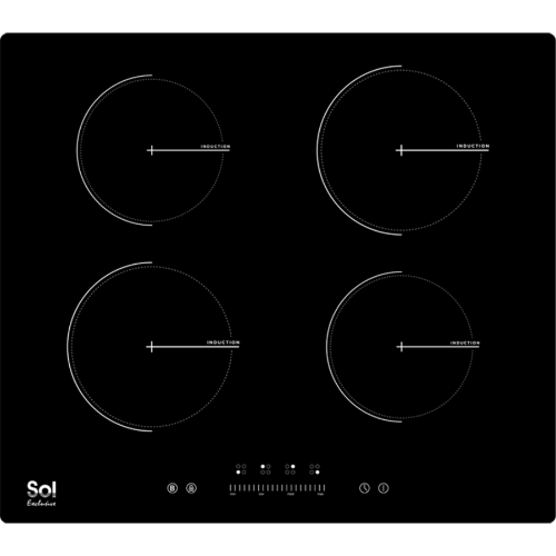 כיריים אינדוקציה 4 מוקדי בישול Sol FQ6IND-487 - חד פאזי - גימור שחור אחריות ע"י היבואן הרשמי