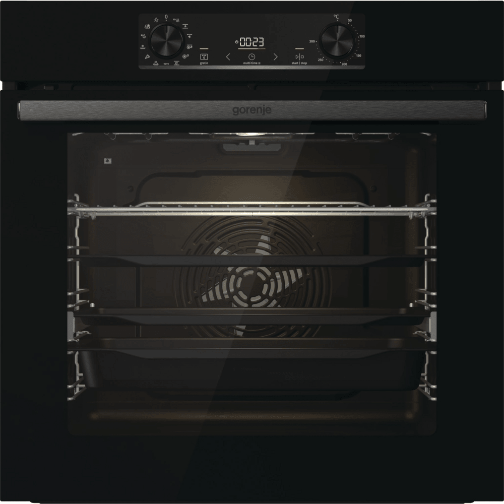 תנור אפיה בנוי פירוליטי 60 ס"מ 77 ליטר Gorenje OP84BG - גימור זכוכית שחורה - K.B.V