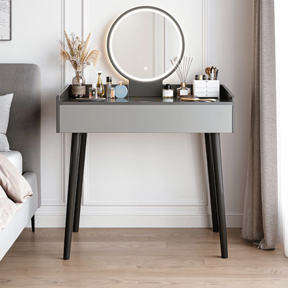 שידת איפור עם מראה כולל תאורת LED רוחב 60 ס"מ Rosso Italy RSM-2061 - צבע אפור - יבואן רשמי