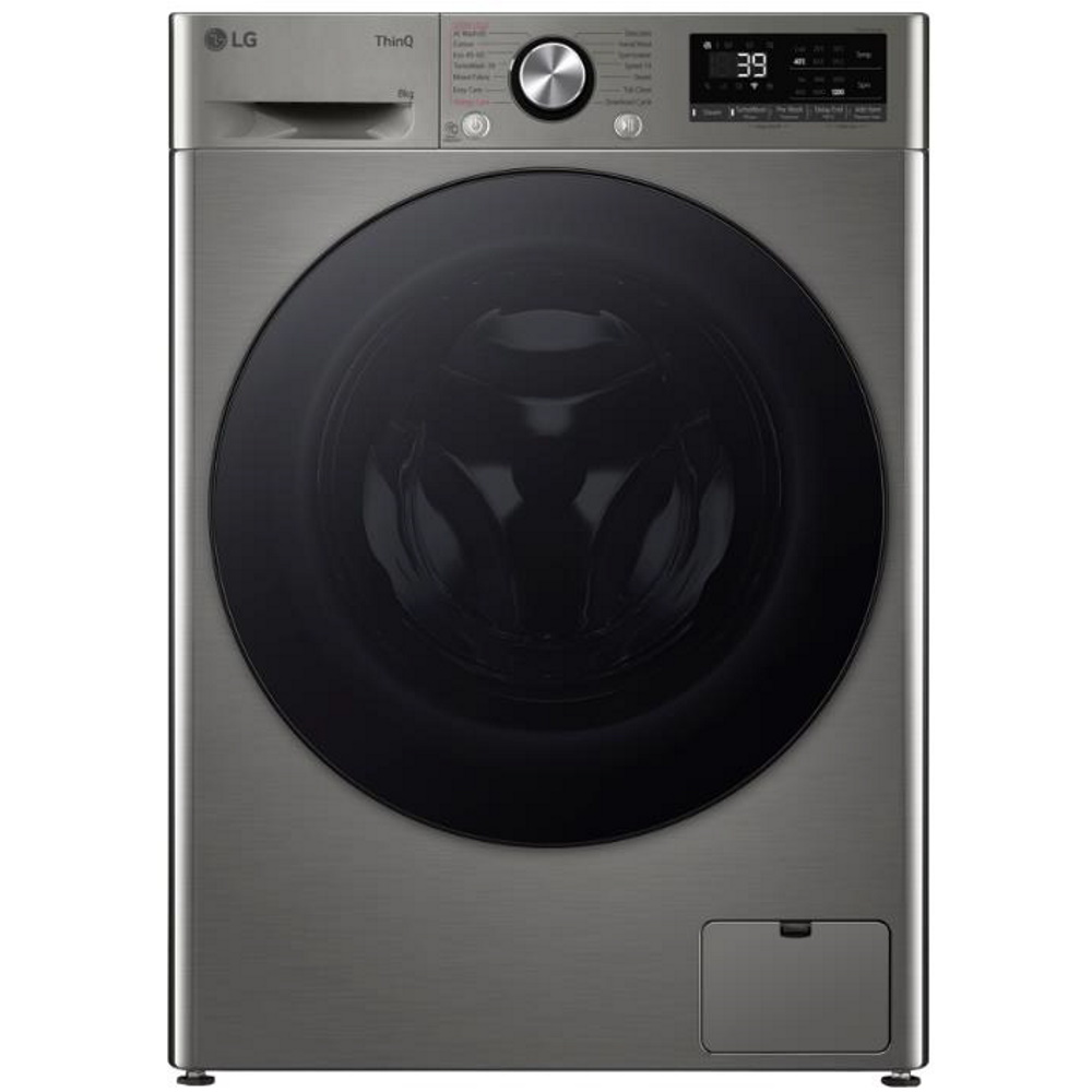 מכונת כביסה פתח חזית 10 ק"ג LG WF-10214GBB במהירות 1400 סל"ד - צבע כסוף דלת שחורה - יבואן רשמי