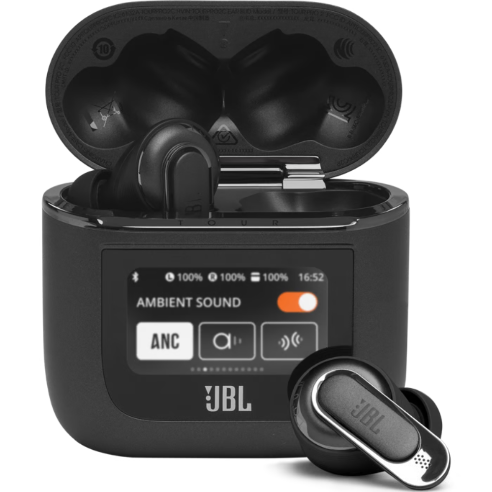 אוזניות אלחוטיות כיסוי חכם JBL Tour Pro 2 TWS ANC IPX5 - צבע שחור שנה אחריות ע"י - יבואן הרשמי
