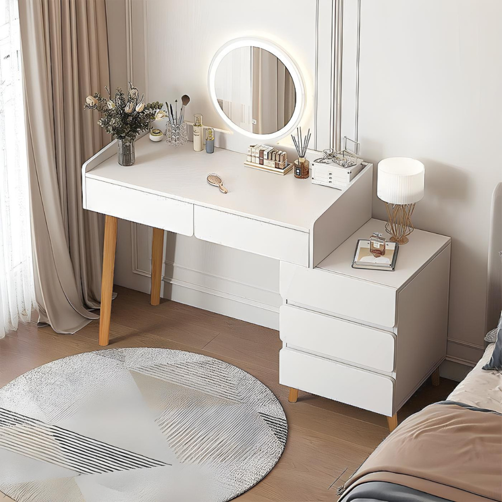 שידת איפור עם מראה ותאורת לד ERM-16 רוחב 106 ס"מ צבע לבן ROSSO ITALY - יבואן רשמי