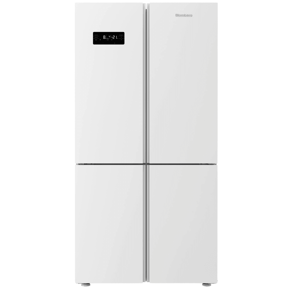 Blomberg מקרר 4 דלתות Blomberg KQD162EGW כולל התקן שבת ומייצר קרח - גימור זכוכית לבנה - K.B.V