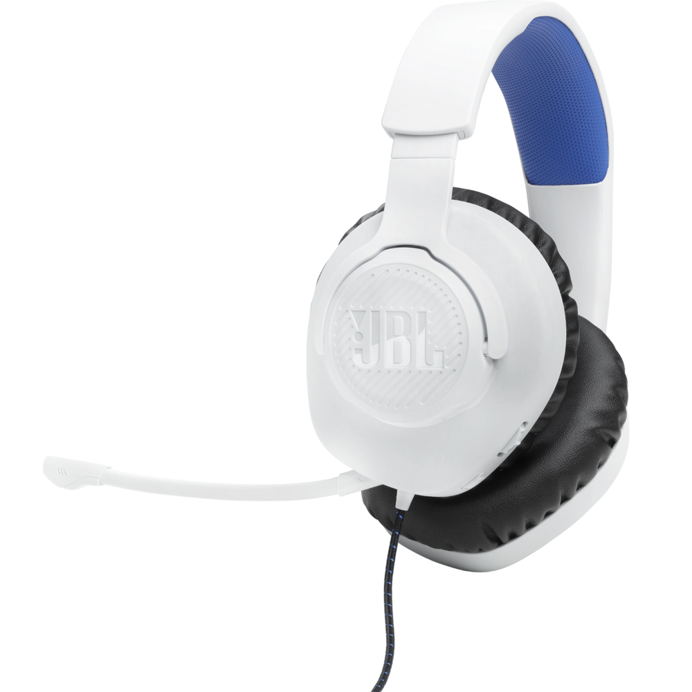 אוזניות גיימינג JBL Quantum 100p - צבע כחול לבן שנה אחריות ע"י - יבואן הרשמי