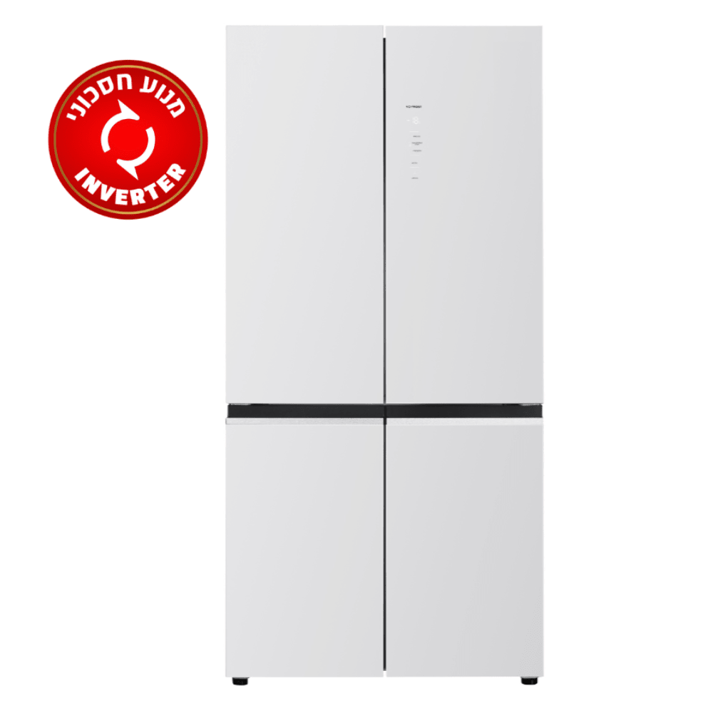 מקרר 4 דלתות 600 ליטר Fujicom פוג'יקום דגם FJ-NF815W זכוכית לבנה - K.B.V