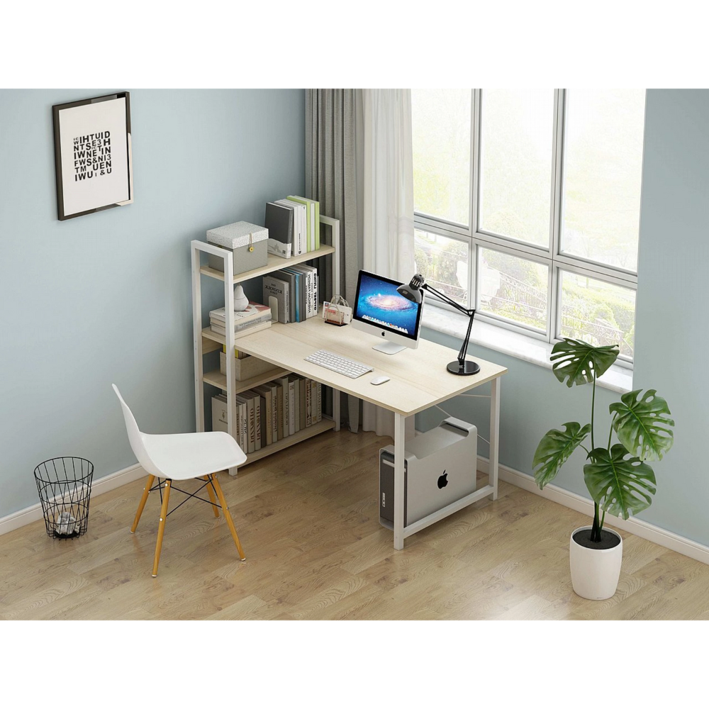 שולחן מחשב דגם RSM-2031 רוחב 1 מטר ROSSO ITALY - שלדה לבנה עץ בהיר - יבואן רשמי