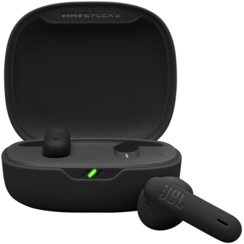 אוזניות אלחוטיות JBL Wave Flex 2 - צבע שחור שנה אחריות ע"י - יבואן הרשמי