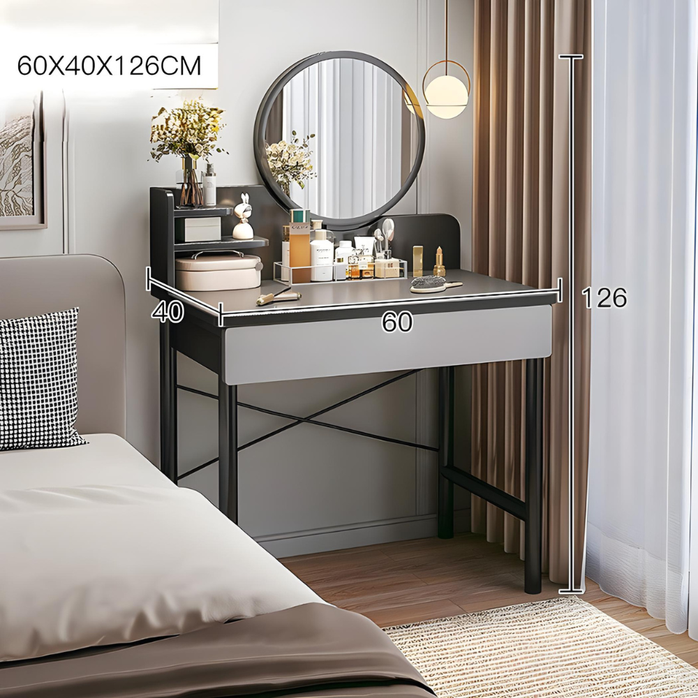 שידת איפור עם מראה דגם RSM-1014 צבע אפור כהה ROSSO ITALY - יבואן רשמי