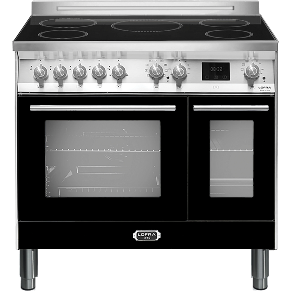 תנור אפייה 90 ס"מ דו-תאי משולב כיריים אינדוקציה Lofra PNMD96MFTE/5I תוצרת איטליה - צבע שחור אחריות ע"י היבואן הרשמי