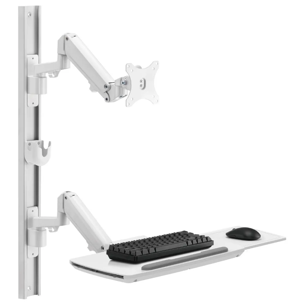 עמדת עבודה רפואית כפולה עם זרוע למסך מחשב וזרוע למקלדת ועכבר Lumi Legend / Brateck MED02-2 - יבואן רשמי