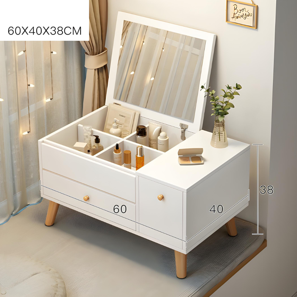 שידת איפור נמוכה עם מראה דגם MSR-1119 צבע לבן ROSSO ITALY - יבואן רשמי