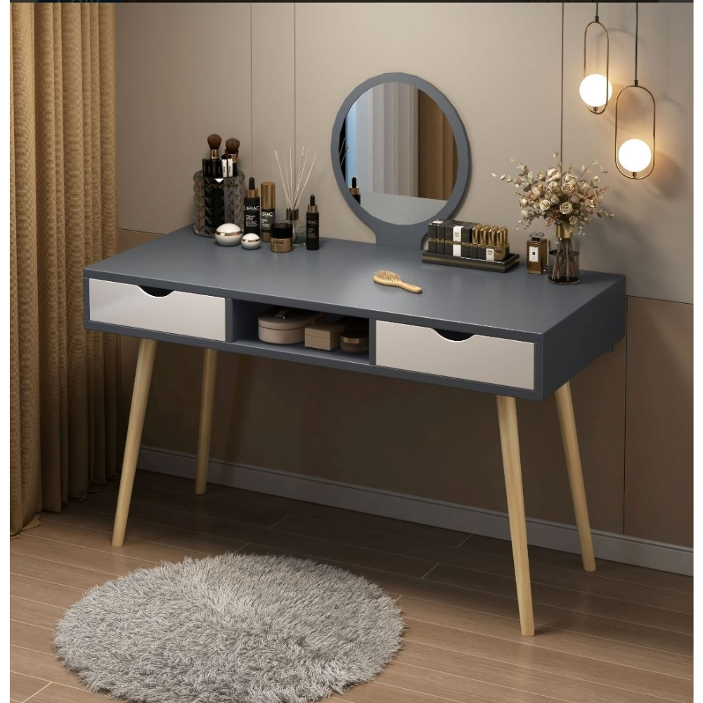 שידת איפור עם מראה רוחב 1 מטר דגם RSM-2120 צבע אפור לבן מבית Rosso italy - יבואן רשמי