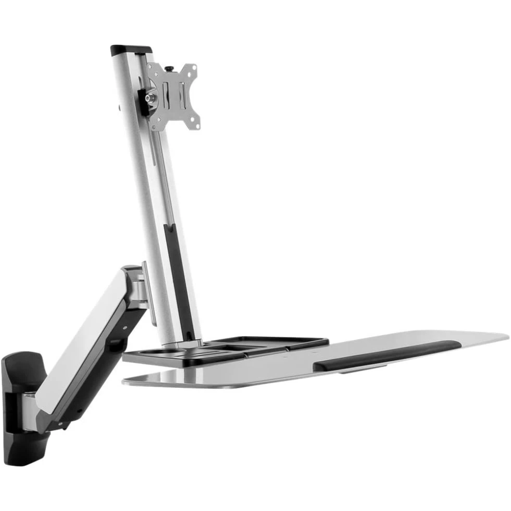 עמדת עבודה הידראולית למסך מחשב, מקלדת ועכבר עם תופסן קיר למחשבים נייחים Lumi Legend / Brateck DWS02-W01 - יבואן רשמי