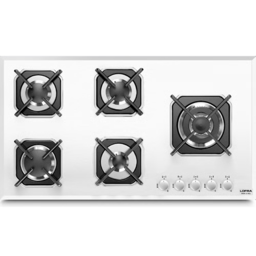 כיריים גז 5 להבות HGB95O LOFRA זכוכית לבנה תוצרת איטליה - אחריות - יבואן רשמי
