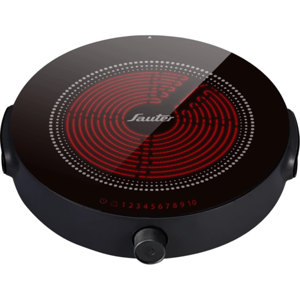 כירת בישול קרמית עגולה זכוכית שחורה Sauter CHP111B - אחריות ע"י - יבואן הרשמי