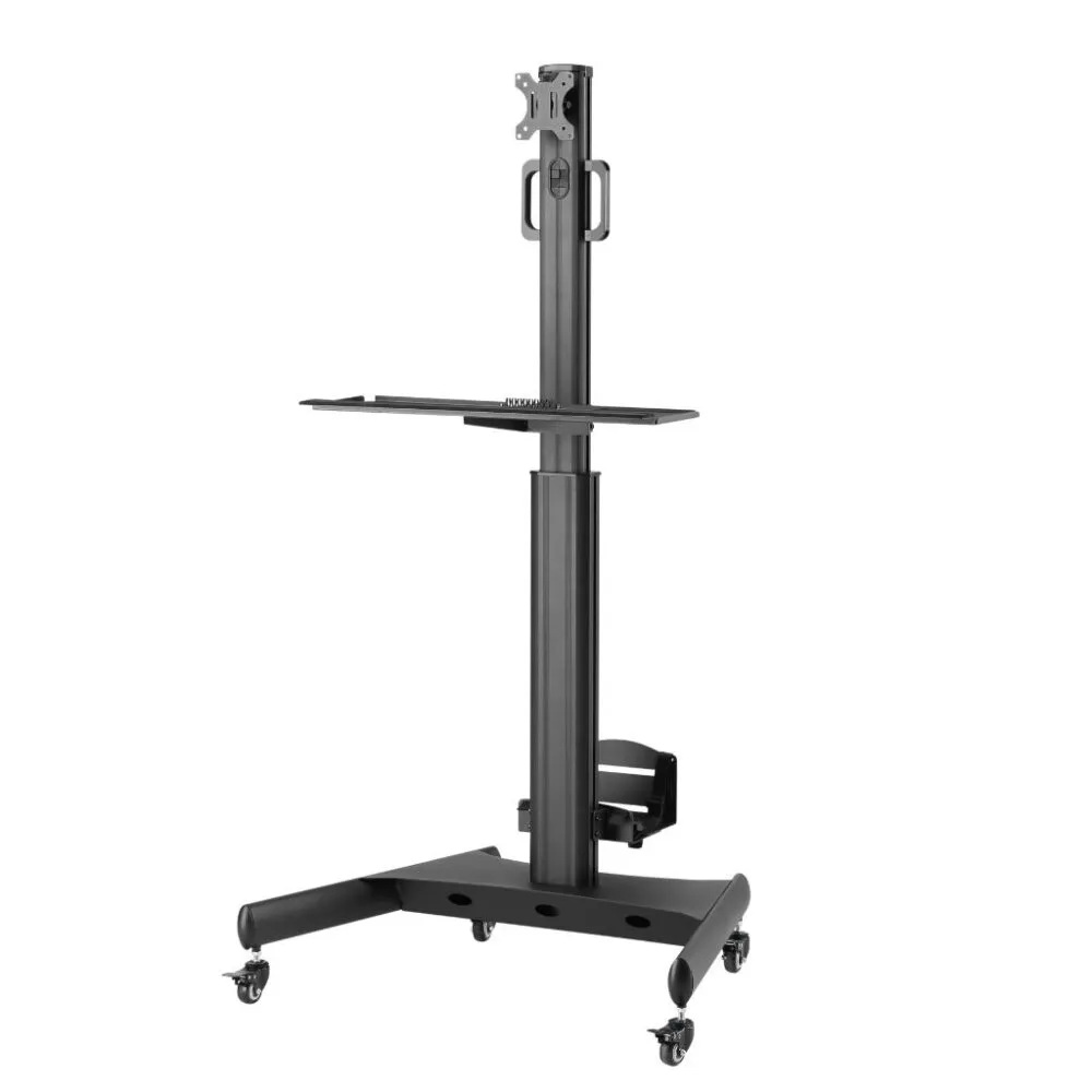 עגלה / עמדת עבודה ניידת עם מעמד למחשב נייח, מקלדת, עכבר למסכים עד 32״ Lumi Legend / Brateck FWS05-1 - יבואן רשמי