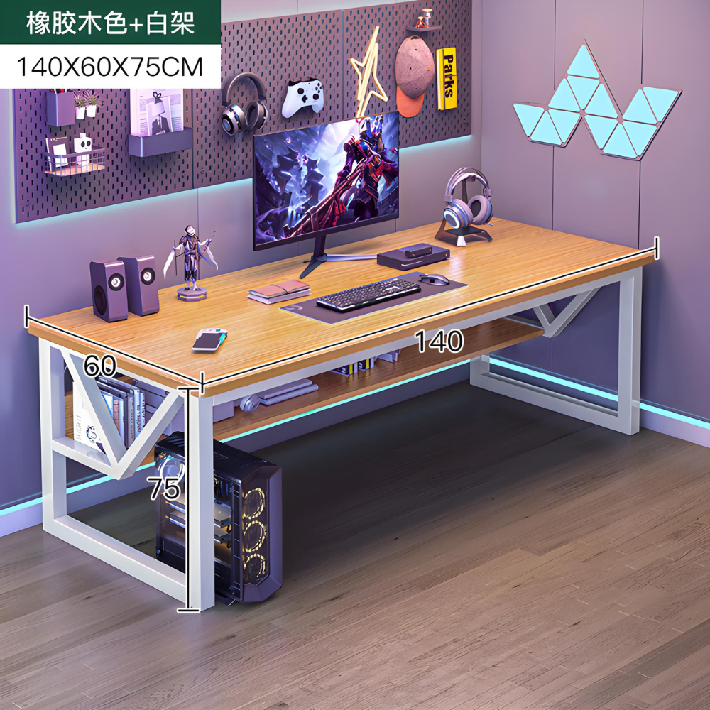 שולחן מחשב / כתיבה ענק דגם RSM-1008 רוחב 1.4 מטר צבע שלדה לבנה משולב עץ מבית Rosso italy - יבואן רשמי