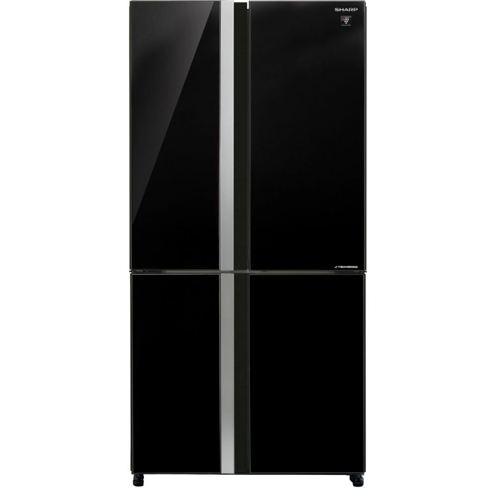 מקרר 4 דלתות מקפיא תחתון 615 ליטר נטו Sharp SJ-8841BK - גימור זכוכית שחורה - יבואן רשמי