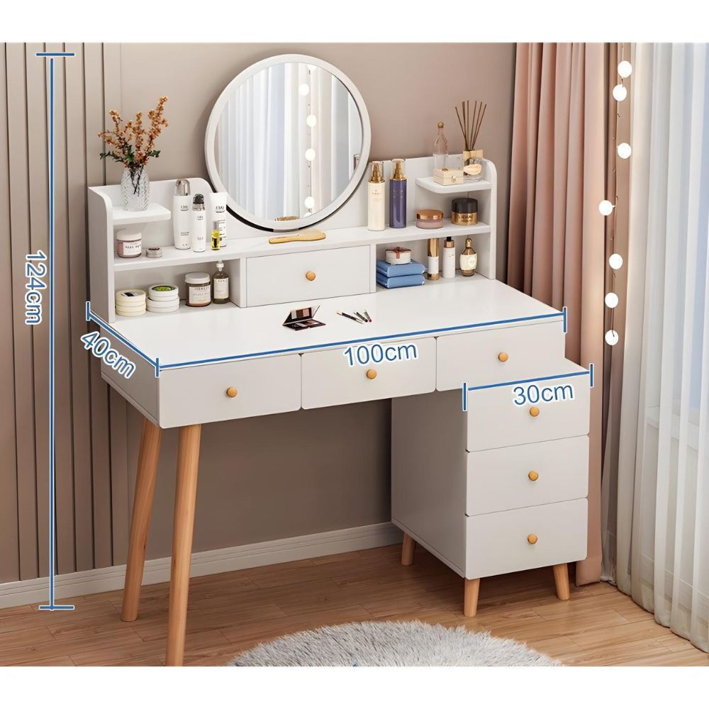 שידת איפור עם מראה 107 ס"מ צבע לבן דגם Rosso Italy RSM-3206 - יבואן רשמי