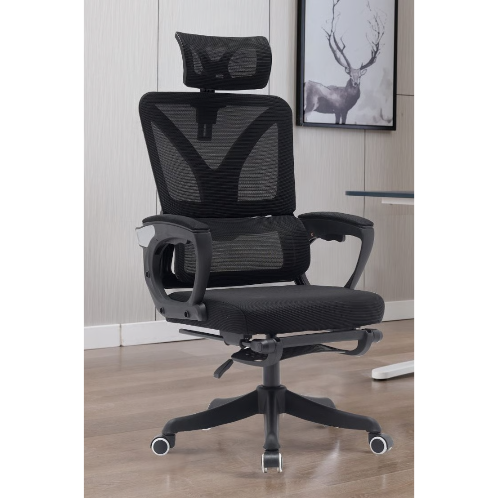 כסא מנהלים אורטופדי דגם RSM-1049 כולל הדום עם מנגנון מולטי לוק ROSSO ITALY - צבע שחור - יבואן רשמי