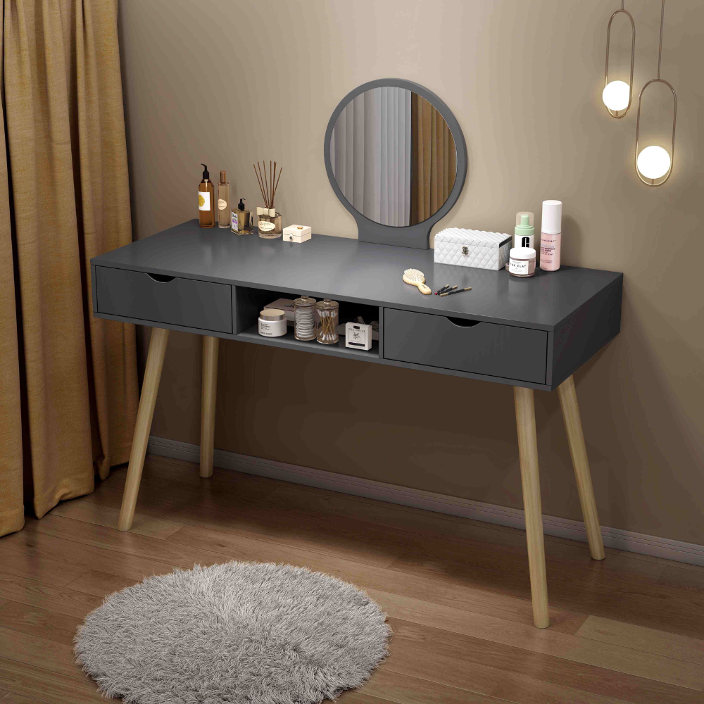 שידת איפור עם מראה רוחב 1 מטר דגם RSM-2120 צבע אפור מבית Rosso italy - יבואן רשמי