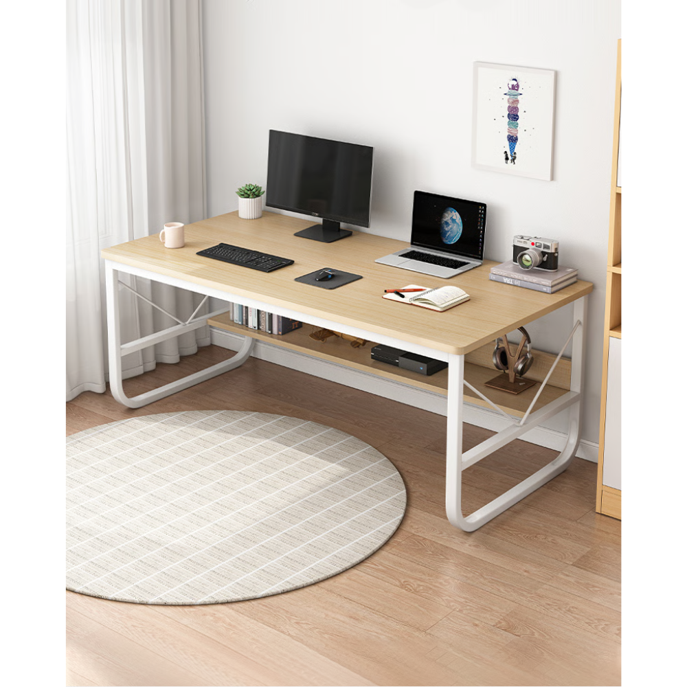 שולחן מחשב כתיבה ענק דגם MSH-10-45 רוחב 1.2 מטר מבית ROSSO ITALY לבן עץ - יבואן רשמי