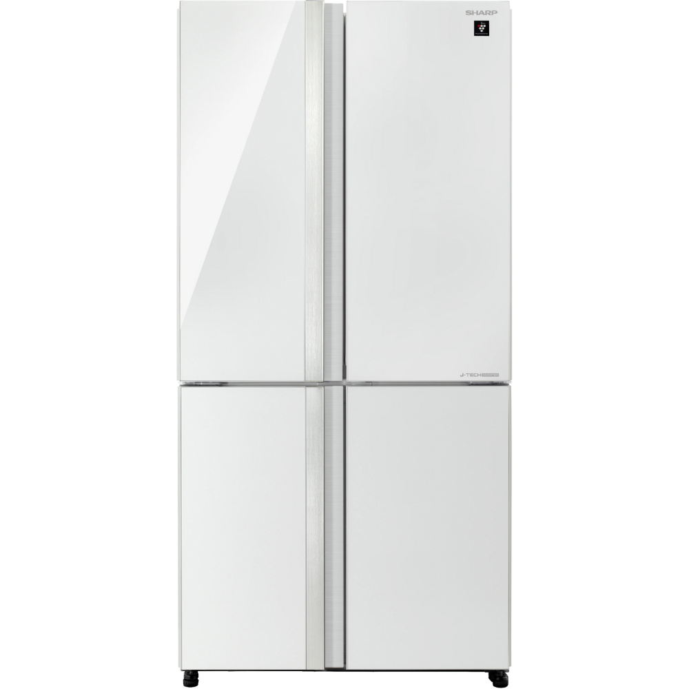 מקרר 4 דלתות מקפיא תחתון 615 ליטר נטו Sharp SJ-8841WH - גימור זכוכית לבנה - יבואן רשמי