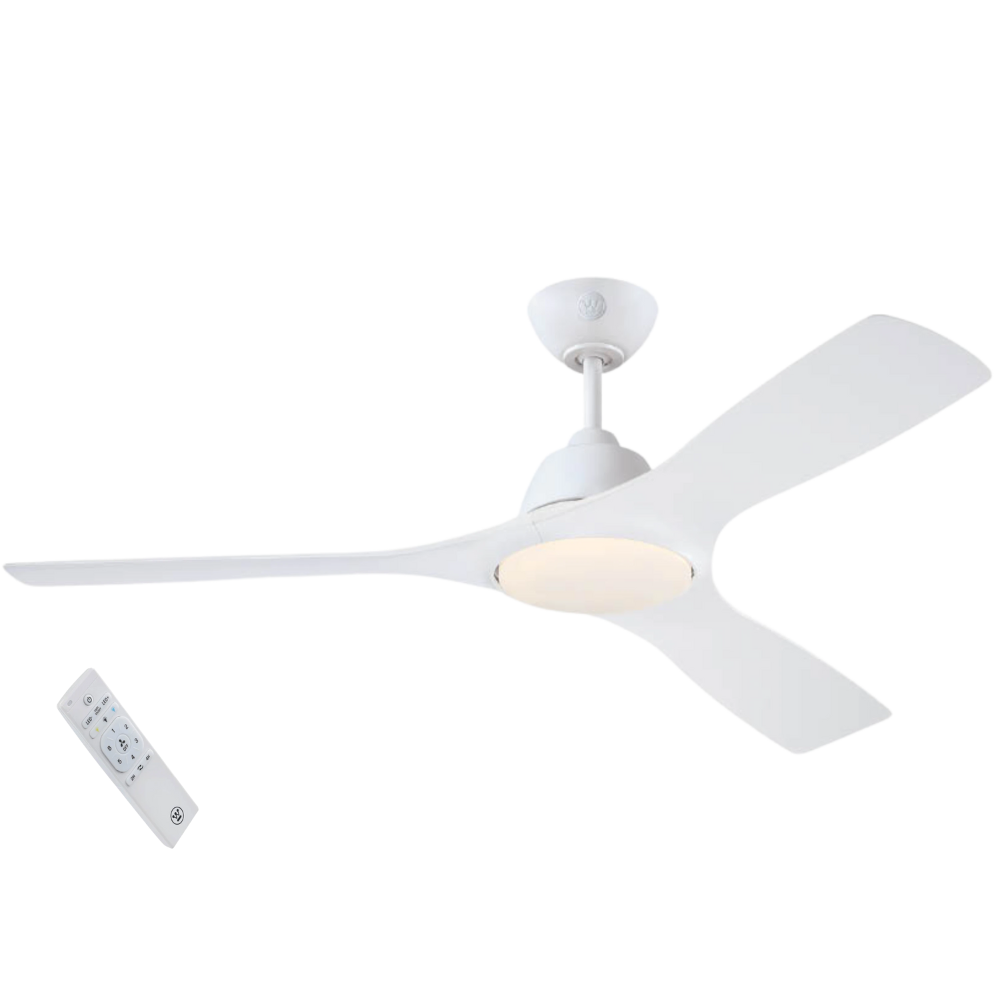 מאוורר תקרה ותאורה פנים/ חוץ עם שלט Westinghouse jessica 52" 24W - צבע לבן שנתיים אחריות ע"י - יבואן הרשמי