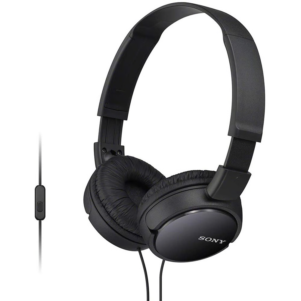אוזניות חוטיות עם מיקרופון Sony MDR-ZX110AP - צבע שחור שנה אחריות ע"י - יבואן הרשמי