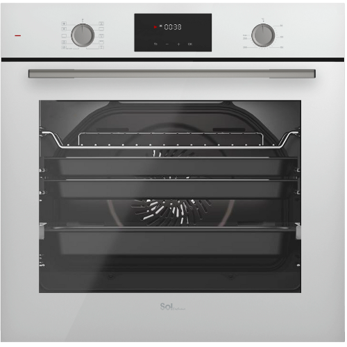 תנור אפייה בנוי 72 ליטר דיגיטלי 60 ס"מ Sol HO-1805W Diamond Air Fry - צבע לבן שנה אחריות ע"י - יבואן הרשמי