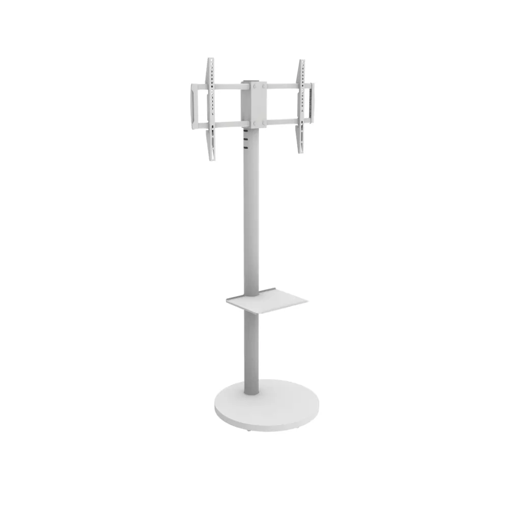 מעמד נייד מעוצב עם גלגלים למסכים עד 75″ – דגם מוגבה Audio Line AL-95 White - יבואן רשמי