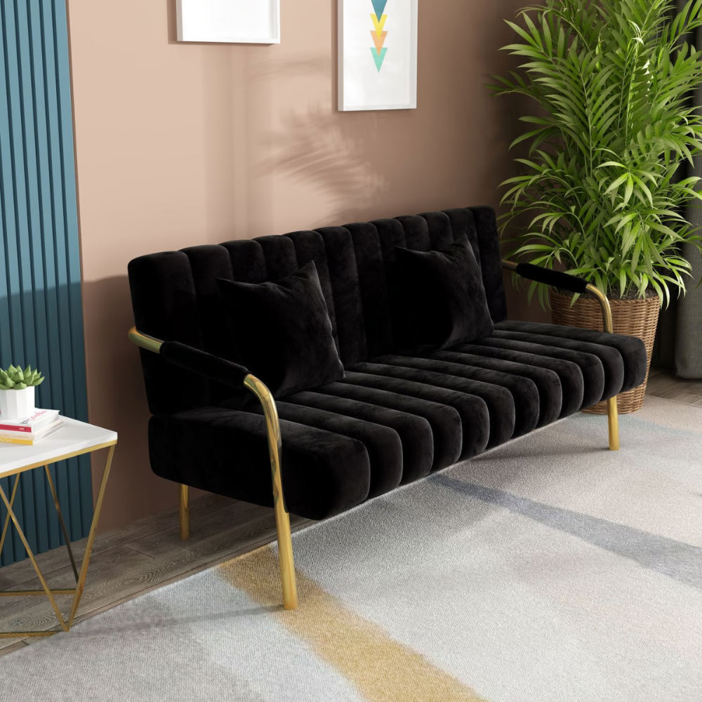 כורסא דו מושבית ברוחב 1.2 מטר דגם MSR-1104 צבע שחור ROSSO ITALY - יבואן רשמי