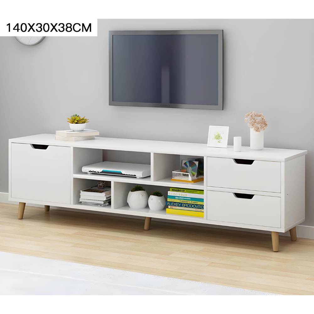 מזנון סלון מודרני רוחב 140 ס"מ דגם RSM-2087 צבע לבן מבית Rosso italy - יבואן רשמי