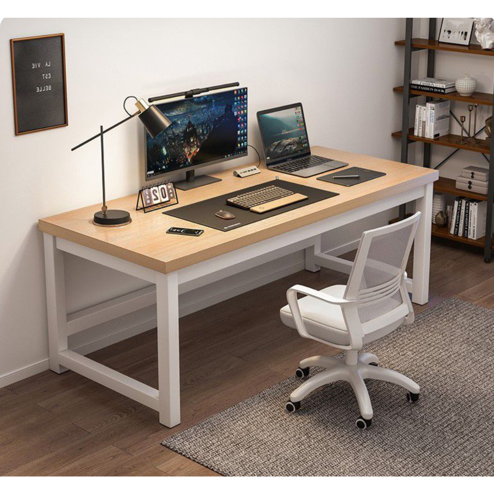 שולחן מחשב / כתיבה דגם RSM-2041 רוחב 1.4 מטר שלדה לבנה משולב עץ מבית Rosso italy - יבואן רשמי