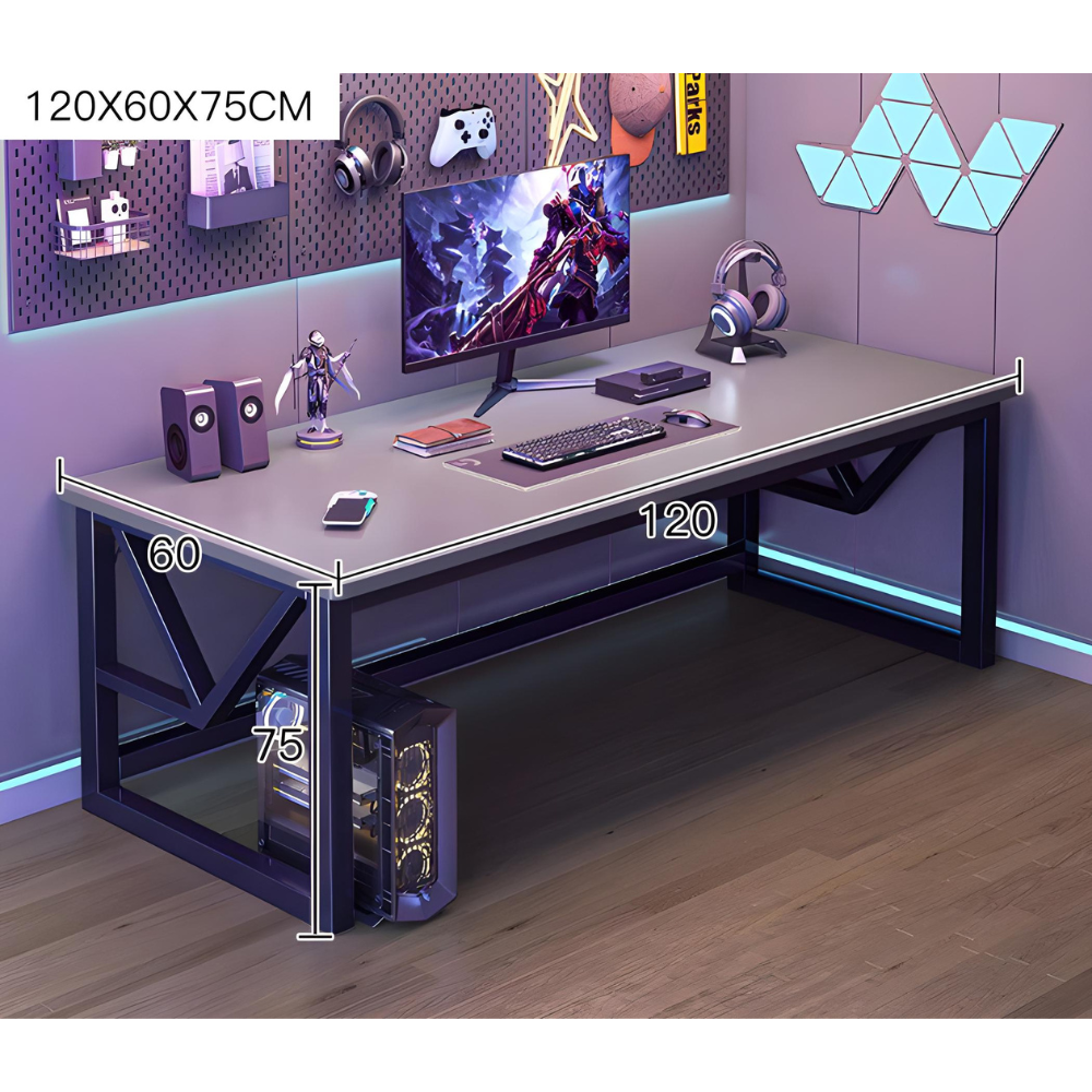 שולחן גיימר מחשב כתיבה ענק ברוחב 1.2 מטר Rosso Italy RSM-3034 אפור ושלדה שחורה - יבואן רשמי