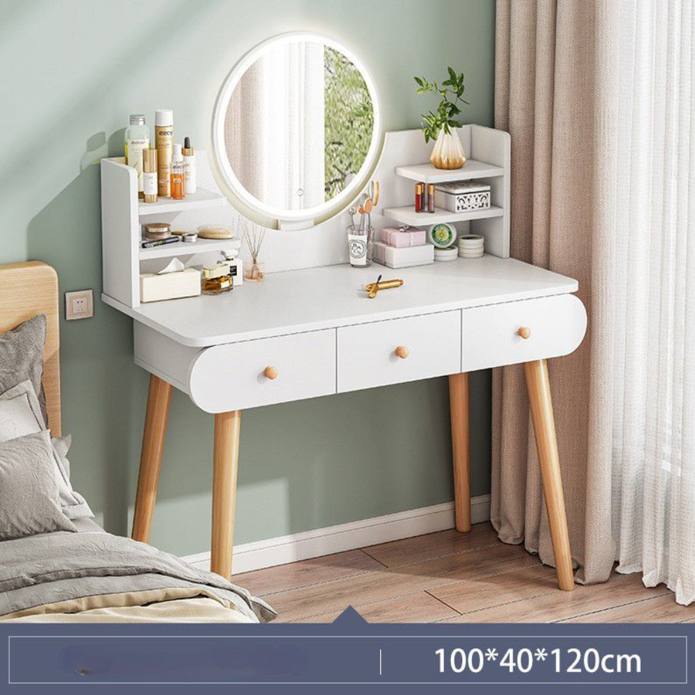 שידת איפור עם מראה ותאורת לד ברוחב מטר Rosso Italy RSM-3001 צבע לבן - יבואן רשמי