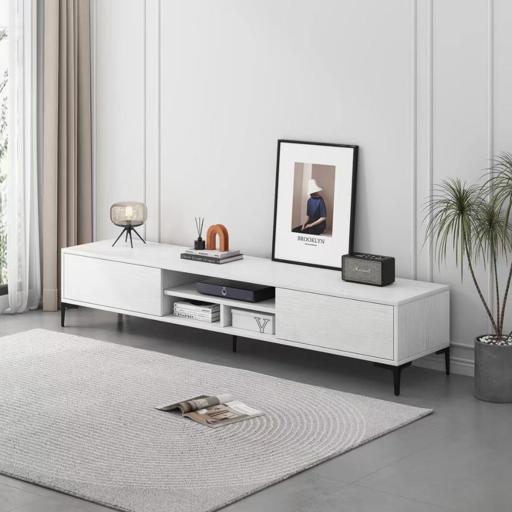 מזנון סלון 120 ס"מ כולל תאים סגורים ומדפים Rosso Italy MSH-11-52 צבע לבן - יבואן רשמי