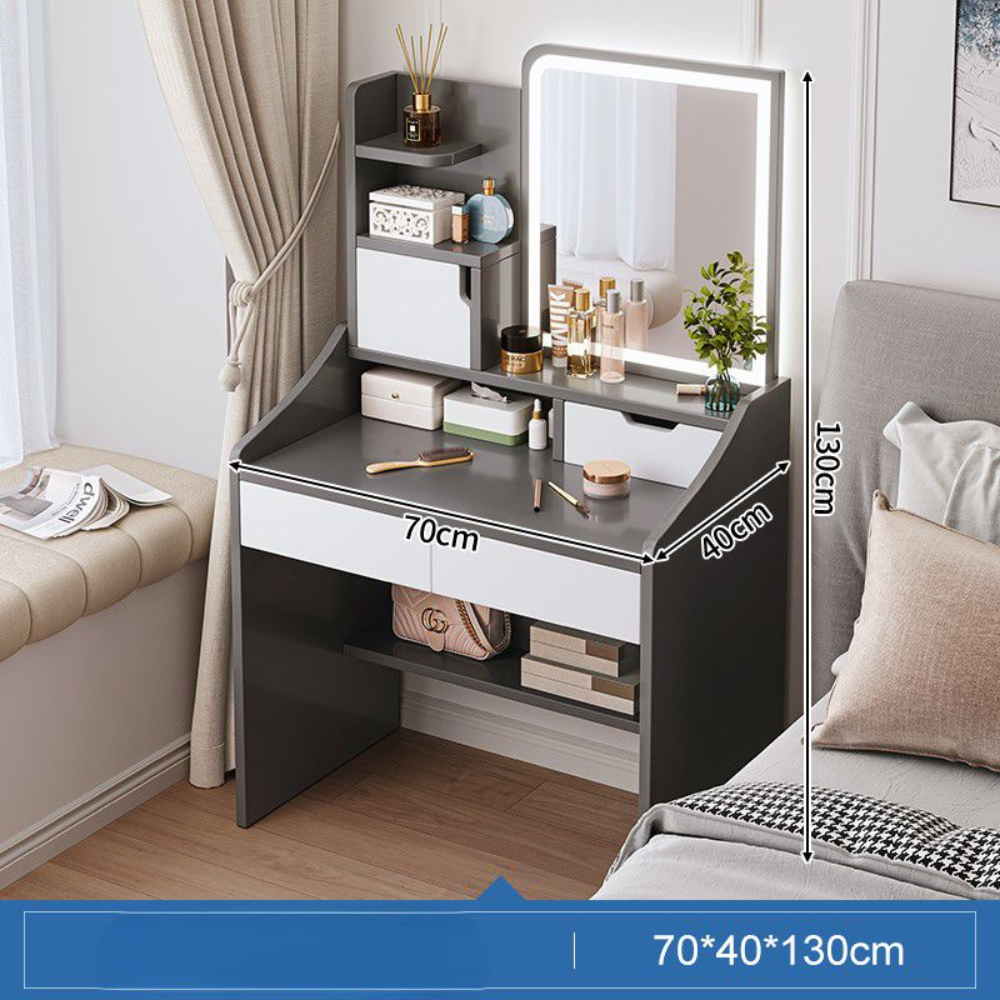 שידת איפור עם מראה כולל תאורת LED רוחב 70 ס"מ Rosso Italy RSM-3007 צבע אפור - יבואן רשמי