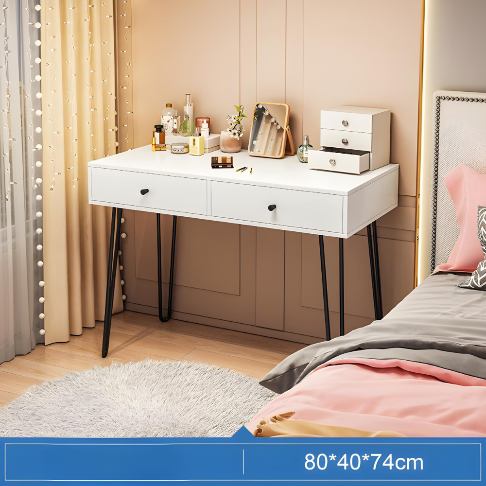 שידת איפור ברוחב 0.8 מטר Rosso Italy RSM-3012 צבע לבן רגליים שחורות - יבואן רשמי